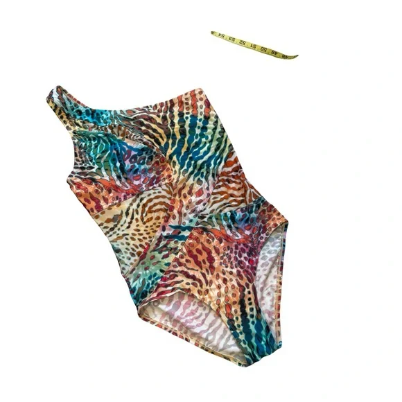 Beyond Swim Cristiano Printed One-Shoulder One-Piece Swimsuit, Sz 10 - Picture 6 of 10